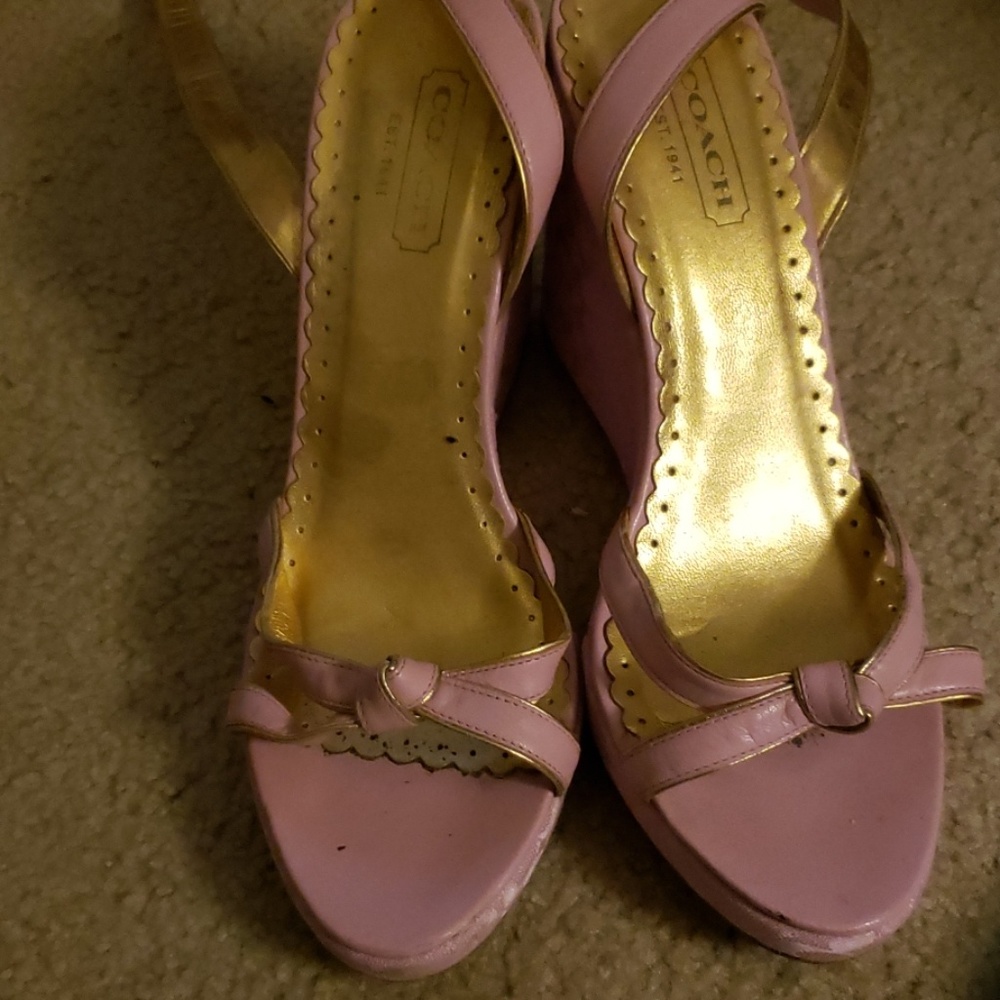 Pink coach wedges